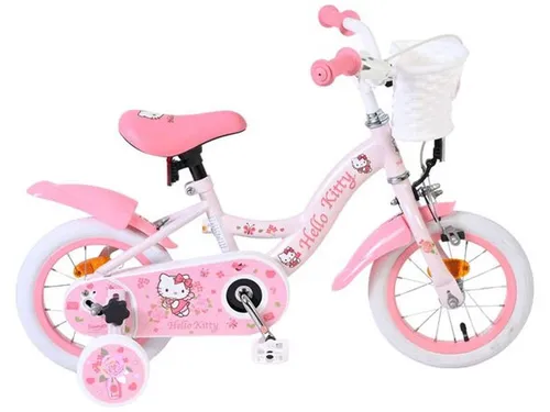 VOLARE Kinderfahrrad Hello Kitty 12 Zoll - Rosa - Das Hello Kitty Kinderfahrrad (30 cm) überzeugt durch sein kinderfreundliches Design und abnehmbare Stützräder. Verstellbarer Lenker und Sattel sorgen für Komfort und Sicherheit beim Radfahren lernen.