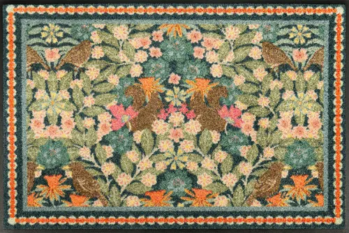 wash+dry by Kleen-Tex Fußmatte Garden Luxe Blue - Waschbare Fußmatte, 7 mm hoch, ideal für Innen- und überdachte Außenbereiche, rutschhemmend und pflegeleicht – ein dekorativer Schmutzfänger für jeden Eingangsbereich!