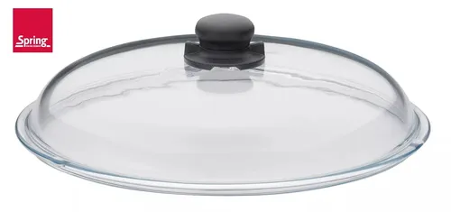 Spring Glasdeckel für 28 cm VULCANO Pfannen - Brat- & Grillpfannen, hitzebeständig bis 220°C, ideal für alle Herdarten, inklusive Lüftungsventil für optimalen Dampfablass.