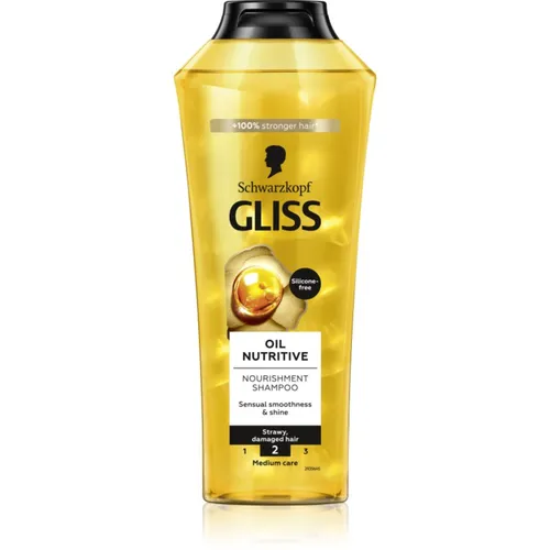Schwarzkopf Gliss Oil Nutritive Shampoo 400 ml - Shampoo für Damen, nährt und regeneriert das Haar mit wertvollem Öl für gesundes, glänzendes Haar und ein frisches Kopfhautgefühl.