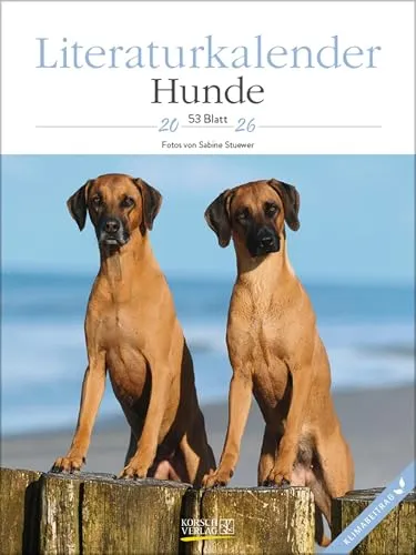 Korsch Hunde Literaturkalender 2026 - Wandkalender mit Spiralbindung, 1 Woche/Seite, im Format 24x32 cm. Ideal für Hundefreunde, die Natur & Tiere lieben – perfekt für die Planung im Jahr 2026!