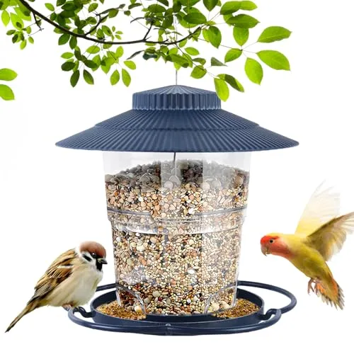 Sporgo Vogelhaus Zum Aufhängen: Vogelfutterhaus Wetterfest Vogelfutterspender für Wildvögel, Futterhaus Vögel Hängend für Balkon Vögel Vogelhaus Transparent Futterstation Zur Ganzjährigen, Blau