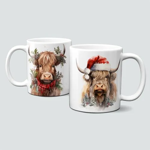 online-hut - Tasse - Kaffeebecher - Weihnachtstasse - Wintertasse - Weihnachten - xmas - Winter - Geschenkidee - Weihnachtstier - Highland Cow - Hochland Rind - LT-711