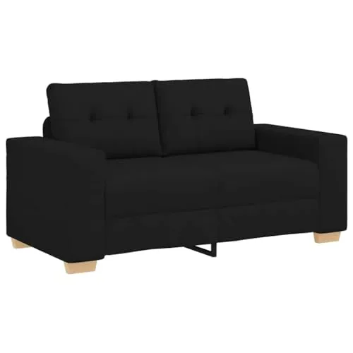 vidaXL Zweisitzer-Sofa Schwarz 120 cm Stoff - Stylisches Zweisitzer-Sofa aus strapazierfähigem Polyester, perfekt für jeden Raum. Genieße höchsten Komfort mit dick gepolsterten Sitzkissen und stabilem Gestell.