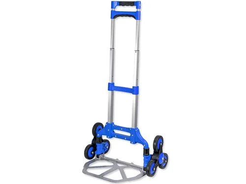 Lefeld Treppen Transportkarre 70 kg - Praktische Treppen-Transportkarre mit 70 kg Tragkraft und verstellbarem Griff (62–100 cm). Ideal für den Transport von Kisten und Geräten, klappbar für einfache Lagerung und mit robusten Vollgummirädern für ruhiges Fahren.