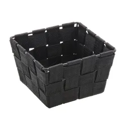 Wenko-Wenselaar GmbH & Co. KG WENKO Adria Mini Aufbewahrungskorb, Kunststoffgeflecht in neuer Optik, Farbe: schwarz, Form: quadratisch 20368100