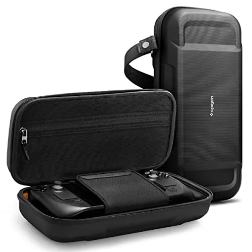 Spigen Rugged Armor Pro Tasche für Steam Deck - Zubehör für Steam Machines, bietet vollständige Abdeckung und Stoßschutz mit Karbonfaser-Design für optimale Sicherheit und Stil.
