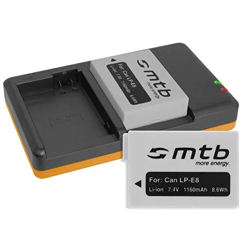 Akkus [1160 mAh] + Dual-Ladegerät (USB) für Canon LP-E8 / EOS 700D, 650D, 600D, 550D - inkl. Micro-USB-Kabel (2 Akkus gleichzeitig ladbar) 2