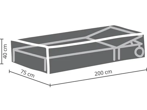 Perel Schutzhülle für Sonnenliege - Grau, 200 cm x 75 cm x 40 cm, reißfest und wasserfest für optimalen Schutz Ihrer Gartenmöbel