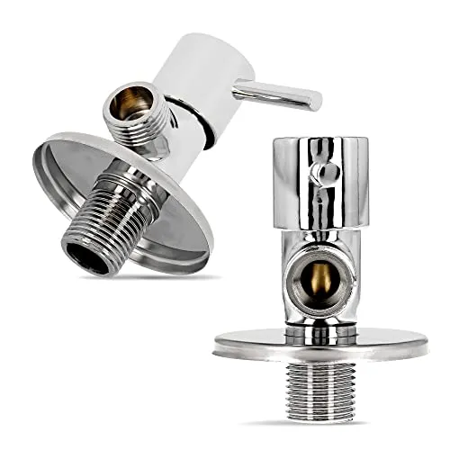 Eckventil Griff Eckregulierventil Keramik Kopf 1/2'' x 3/8'' Armaturenanschluss Wandanschluss Kalt Warmwasser Messing Verchromt Schlauchanschluss Waschbecken