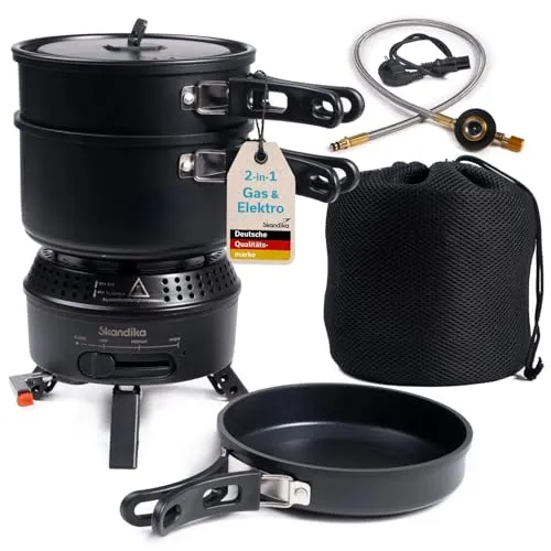 Skandika Gaskocher Campingkocher Rask – 2 in 1 Hybrid Kocher