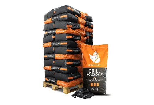 HEIZFUXX Grillkohle 360 kg - Perfekte Wahl für Grillabende - Grillzubehör mit 360 kg Grillkohle auf Einwegpalette, ideal für große Grillpartys und unvergessliche Geschmackserlebnisse.