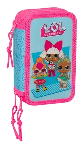 LOL Surprise Divas Schulmäppchen mit 36 Utensilien, Federmäppchen für Kinder, ideal für Kinder von 5 bis 14 Jahren, bequem und vielseitig, Qualität und Widerstandsfähigkeit, 12,5 x 5,5 x 19,5 cm, Blau