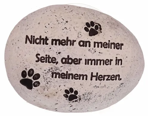 Gedenkstein mit Pfoten und Spruch – Erinnerung an Hund oder Katze, wetterfest ca. 9,5 × 7,5 cm
