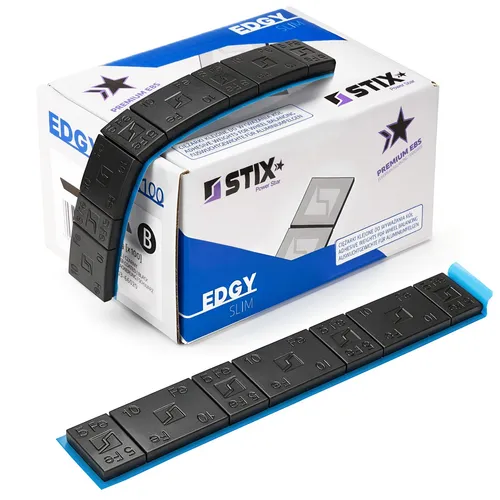 STIX Klebegewichte 60G - Schwarz, Verzinkt, 100 Stück - Reifenzubehör für Alufelgen - 100 Klebegewichte mit Zinkschutz und unsichtbarer schwarzer Beschichtung, ideal für präzises Auswuchten von Leichtmetallrädern.