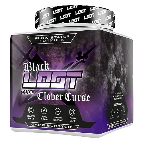 LOOT® - BLACK EDITION Clover Curse Game Booster - Sportnahrung für Gamer: Mit der Flow-State® Formel und 200mg Koffein pro Portion erreichst du maximale Konzentration und Fokus für dein Gameplay!