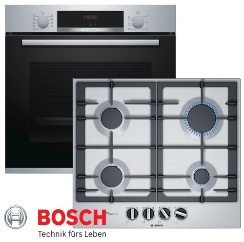 Bosch Autark Herdset: Einbau Backofen Umluft + GAS Kochfeld