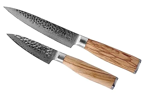 Sallys Kiddo & Wakai Damaszener-Messer mit Olivenholzgriff