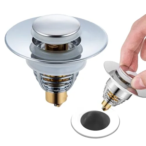 WaschbeckenstöPsel Bad Abflussstopfen Waschbecken Abdeckung SpüLe Universal StöPsel Waschbecken SpüLbecken Edelstahl Ablaufgarnitur Abfluss Waschbecken Rostfreier Pop Up Ablaufventil Deckelhalter