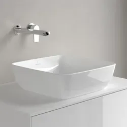 Villeroy & Boch Artis Aufsatzwaschtisch 41 x 41 cm - Waschbecken aus TitanCeram, filigran und stabil, ideal für Wandauslauf-Armaturen, ohne Hahnloch und Überlauf, passend zum Möbelprogramm Legato.