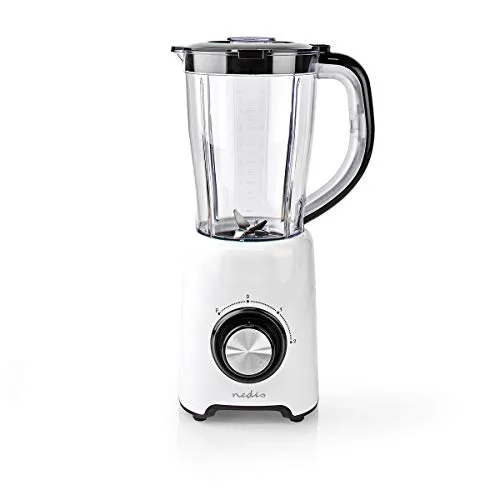 Nedis Standmixer 800 Watt Kabl300CWT Schwarz/Weiß - Standmixer mit 1,5 L Fassungsvermögen und 2 Geschwindigkeitsstufen, ideal für nahrhafte Smoothies und Saucen. Kompakt und leistungsstark – ein Must-Have für jede Küche!