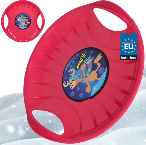 KOTARBAU® Rutschteller 60 cm Popo Rutscher mit Griffen Schlitten für Kinder & Erwachsene Bob Schlitten Kinderschlitten Kunststoff Rosa