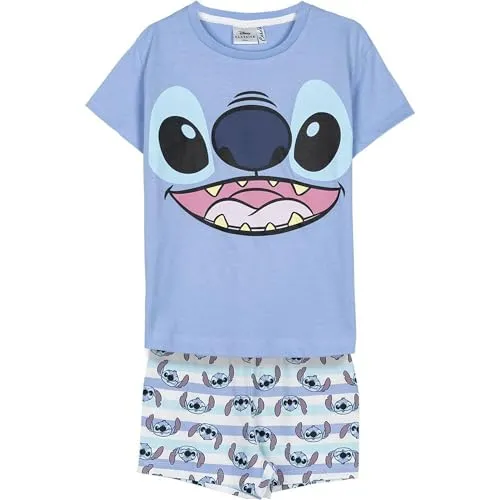 Lilo & Stitch Pyjama Schlafanzug für Kinder – T-Shirt & Short, 100 % Baumwolle, 10 Jahre