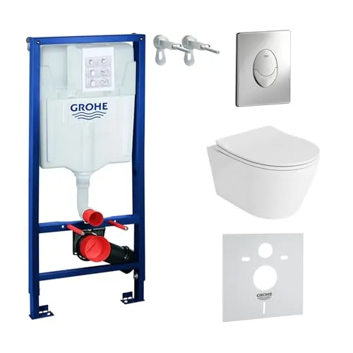 LAVITA Vorwandelement Solido Start + WC Praia Weiß - Sanitäranlagen & Zubehör, Komplettset mit robustem Unterputz-Spülkasten und spülrandlosem WC für einfache Installation und hygienische Reinigung.