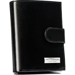 Peterson | Kleines Herrenportemonnaie aus Leder mit Druckknopfverschluss, Schwarz