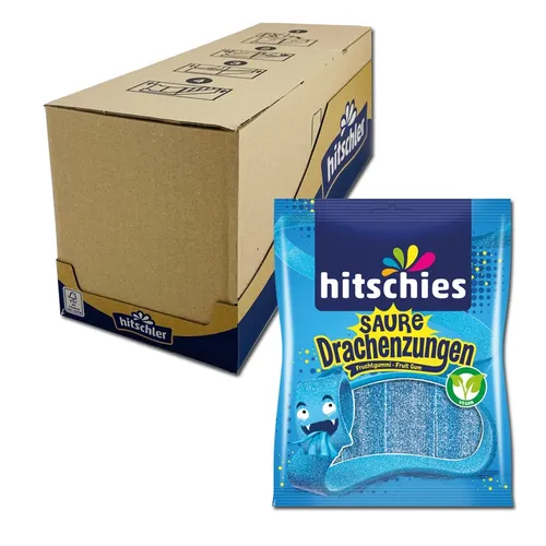 Hitschler Hitschies Saure Drachenzungen 125 g, 20er Pack - Fruchtgummis/Lakritze, ideal für saure Liebhaber mit aufregendem Geschmackserlebnis aus süß und sauer in praktischer Großpackung!