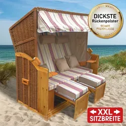 XXL Strandkorb 3-Sitzer OSTSEE rot/beige gestreift von BRAST