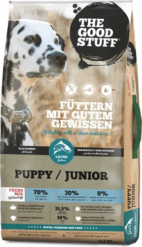 THE GOODSTUFF Junior Lachs Trockenfutter für Hunde 12,5kg - getreidefreies Single-Protein Futter, unterstützt gesundes Wachstum für Welpen aller Rassen