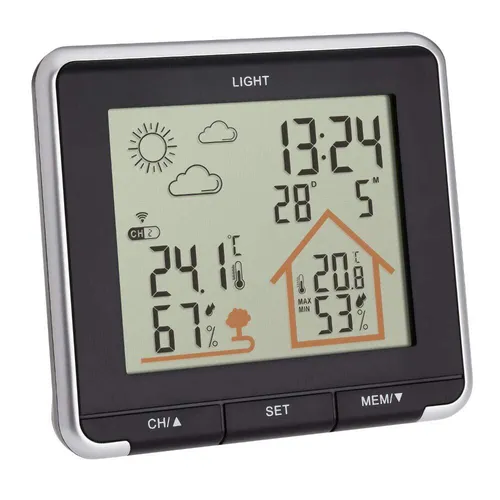 TFA Dostmann Digitale Life Wetterstation mit Funk - Inklusive Außensensor, Touch-Bedienung und Hintergrundbeleuchtung für präzise Temperatur- und Luftfeuchtigkeitsmessung