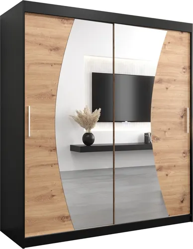 Kleiderschrank, Schiebetürenschrank Schlafzimmer, Schrank mit Spiegel WAVE 180 cm