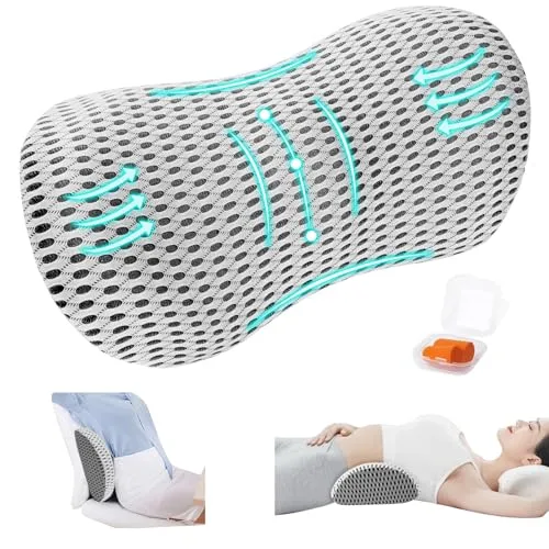 Kulamo Lumbalkissen,Lendenstützkissen aus Memory-Schaum, Ergonomisches Rückenstützkissen für Bürostuhl und Autositz, verstellbares Rückenkissen zum Ausruhen, Schlafen, Reisen (Grau)