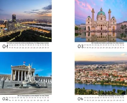 Reisezauber Wien Tischkalender 10cm x 10cm für 2026 Österreich Urlaub Berge - Seelenzauber
