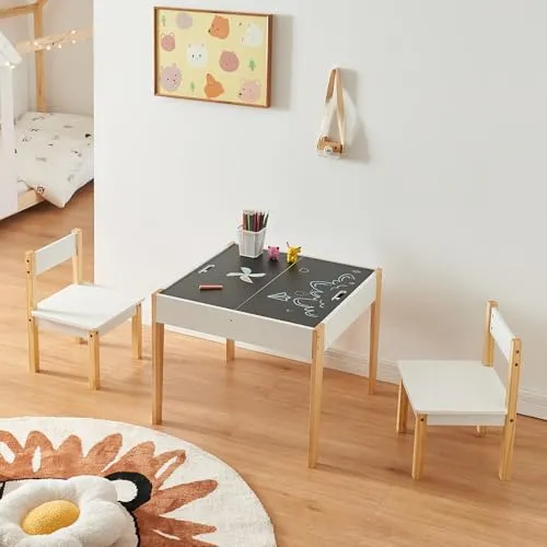 [en.casa] Kindertisch mit 2 Stühlen Smedjebacken - Vielseitiger Maltisch - Kinderzimmertisch & -stuhlsets mit abnehmbaren Tischplatten, ideal zum Malen und Basteln. Robuste und sichere Konstruktion für langjährige Nutzung. Pflegeleicht und einfach zu montieren.