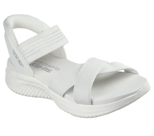 Skechers ULTRA FLEX 3.0-NEVER BETTER Sandale - Sportliche Freizeitschuh mit Slip-In Funktion - Bequeme Sandale in Größe 35, offwhite mit elastischem Gummizug. Ausgestattet mit Skechers Yoga Foam für angenehmen Tragekomfort und einfacher Reinigung, ideal für den Alltag.
