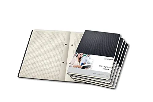 Sigel Notizbuch Conceptum A5 - 120 Seiten Hardcover kariert - Notizbuch in A5 mit 120 cremefarbenen Seiten, flexibler Bindung und Quickpocket. Ideal für kreative Notizen und Organisation.