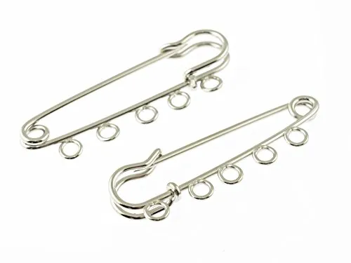 Kiltnadeln mit Ösen in silberfarben platiniert, 5 cm lang von Vintageparts, DIY-Schmuck 2