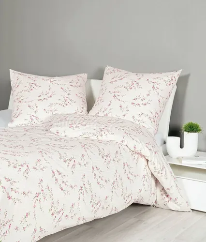 Traumschloss Bettwäsche »Seersucker« Blumenranken, rosa, 135x200 & 80x80 - Bettwäsche-Sets aus 100% Baumwolle mit Seersucker-Struktur für optimale Luftzirkulation und schnellen Feuchtigkeitstransport, perfekt für den Sommer.