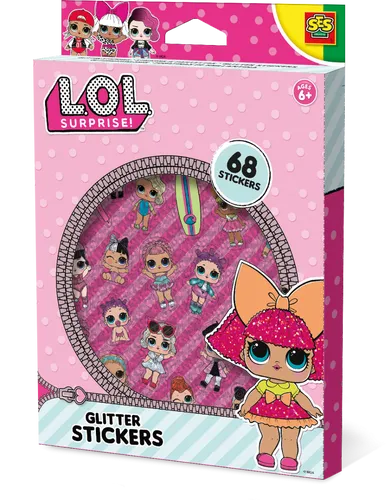 Glitter stickers LOL SES (14191) - 68 glitzernde L.O.L. Surprise-Aufkleber, ideal für kreative Kinderaktivitäten und Bastelprojekte