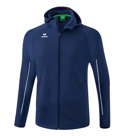 Erima Trainingsjacke Liga Star mit Kapuze - navyblau/weiß, Größe 164 - Badmintonbekleidung für Jungen, strapazierfähig und elastisches Funktionsmaterial für optimale Bewegungsfreiheit und Komfort beim Training.
