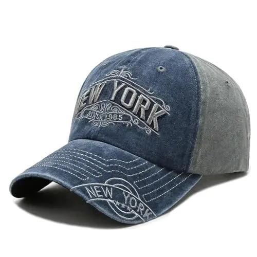 Sporty Baseballcap New York Classic Snapback Vintage Used Look Golf Sport Outdoor Kappe Mütze Cap Schirmmütze Basecap verstellbar (blau)