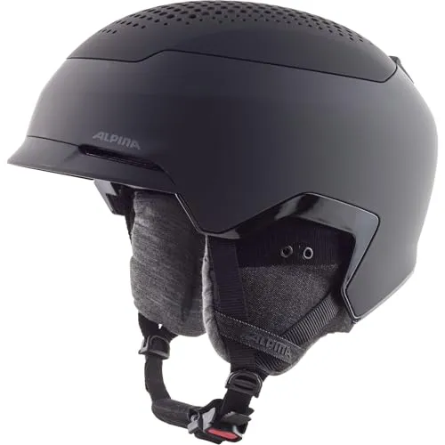 Alpina GEMS Skihelm für Erwachsene - Black matt, 51-55 cm - Skihelm mit abnehmbaren Ohrenpolstern für individuellen Komfort und optimaler Belüftung. Die Polycarbonatschale schützt vor Stößen. Ideal für Sicherheit und Wärme beim Skifahren.