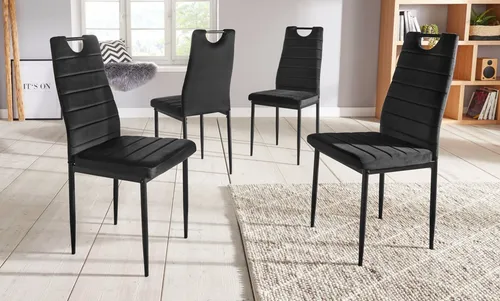 Esszimmerstuhl OTTO HOME mit Samtbezug, schwarz