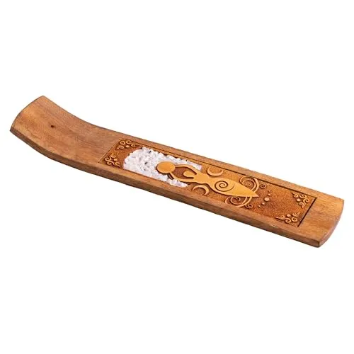 NKlaus Räucherstäbchenhalter Mondgöttin mit Regenbogen- mondstein 26x5cm Holzhalter 15831