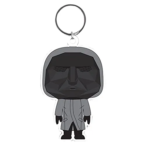 Pyramid International Squid Game Schlüsselanhänger aus Gummi, Reißverschluss oder Rucksack (Frontmann-Design) – offizieller Merchandise-Artikel, schwarz/grau, 5 cm, Modern