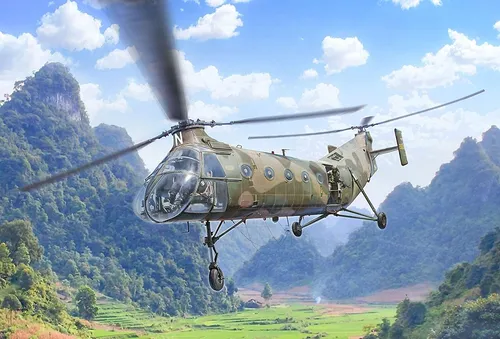 ITALERI H-21C Flying Banana Gunship 1/48 - Modellbausatz für den H-21C Helikopter, detailgetreu und ideal für Modellbau-Enthusiasten.