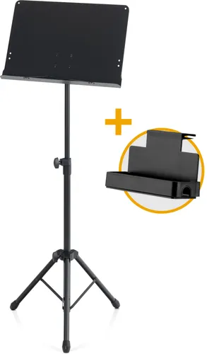 Pronomic OS-01C Orchesterpult geschlossen Set - Stabiles Notenständer Set mit geschlossener Ablage, stufenlos höhenverstellbar und neigbar, inklusive praktischer Ablagebox für Utensilien - ideal für Musiker und Orchester!